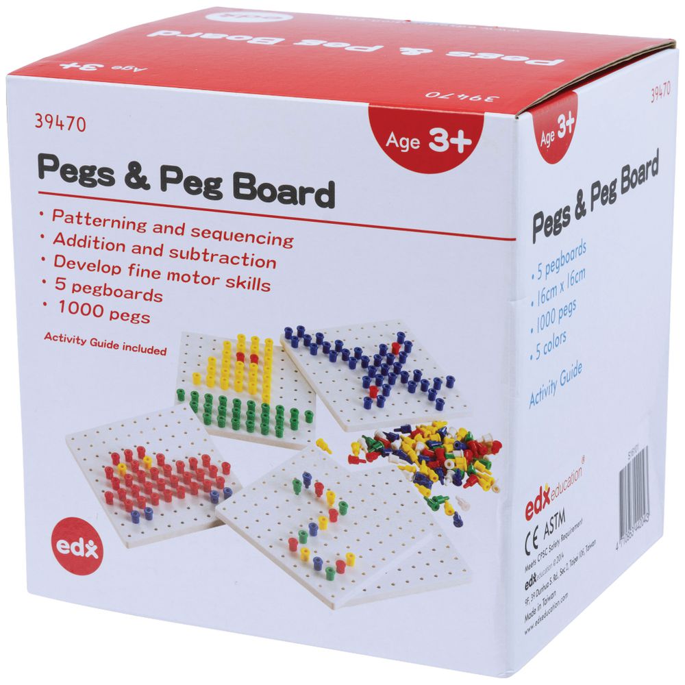 Pegboard Set: 5 Pegboards & 1000 Stackable Pegs