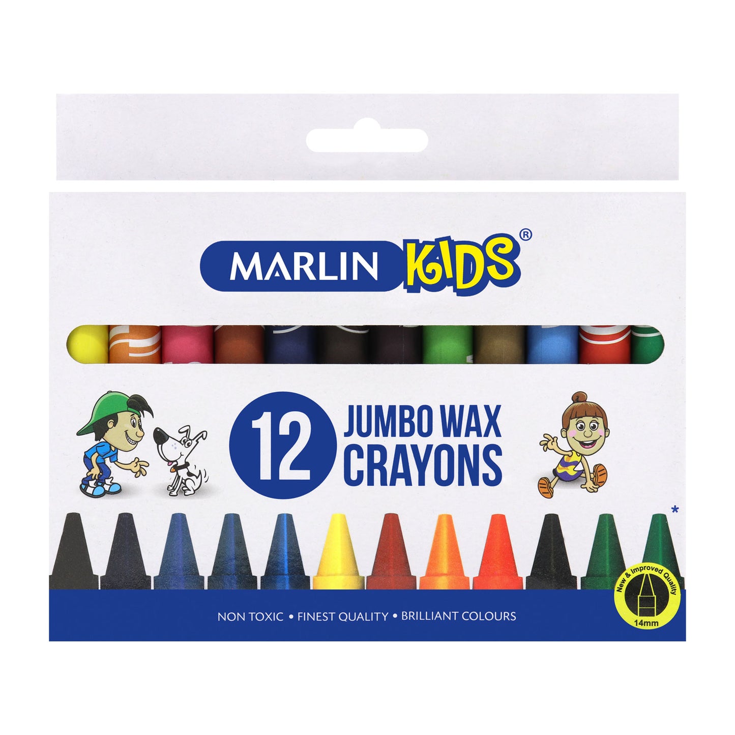 Marlin Kids Jumbo Wax Crayons (14mm, 12 Crayons per pack) - 12 Boxes of 12 Crayons