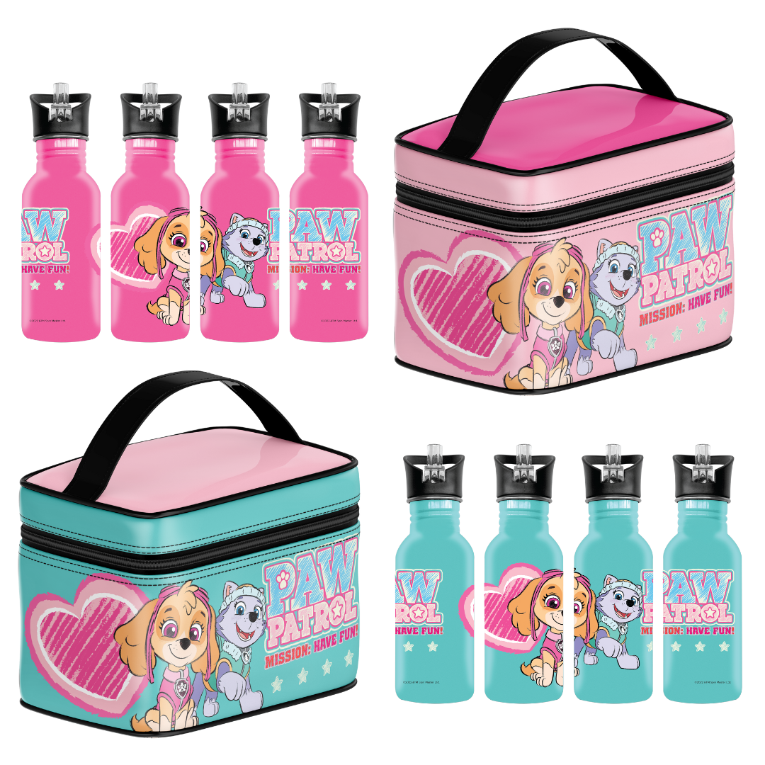 Paw Patrol Lunch Bag & Bottle Set (2 Options) - Pink/Turquoise
